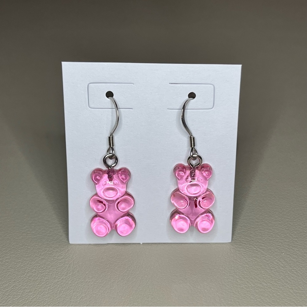 Gummy Bear Charm Earrings - Stainless Steel - Nickel Free